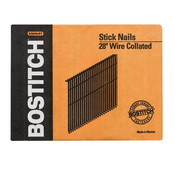Bostitch Collated Framing Nail, 3 in L, Coated, Round Head, 28 Degrees